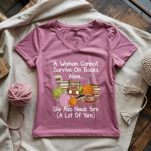 Books & Yarn Lover Lady V-neck