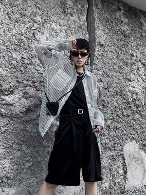 Sheer Mesh Button-Up Shirt