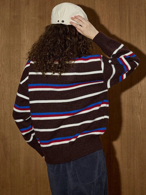 Striped Polo Collar Sweater