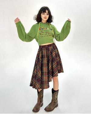 Grunge Asymmetrical Plaid Skirt