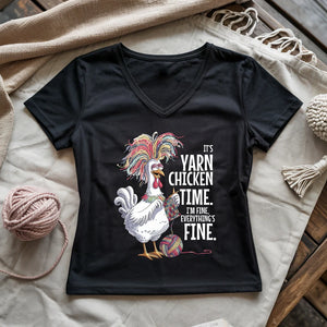 Yarn Chicken Time Lady V-neck