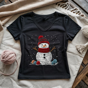 Yarn Snowman Lady V-neck