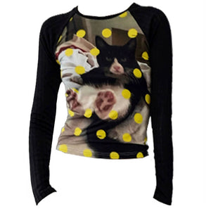 Lazy Kitty Polka Dot Top
