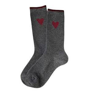 Cozy Red and Grey Patterned Socks