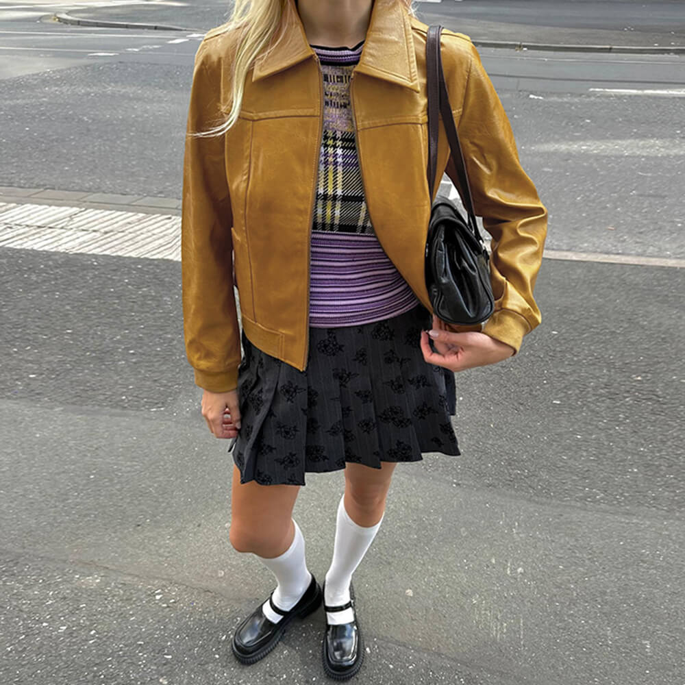 90s Mustard Leather Jacket