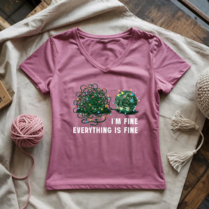 I'm Fine. Everything is Fine Lady V-neck
