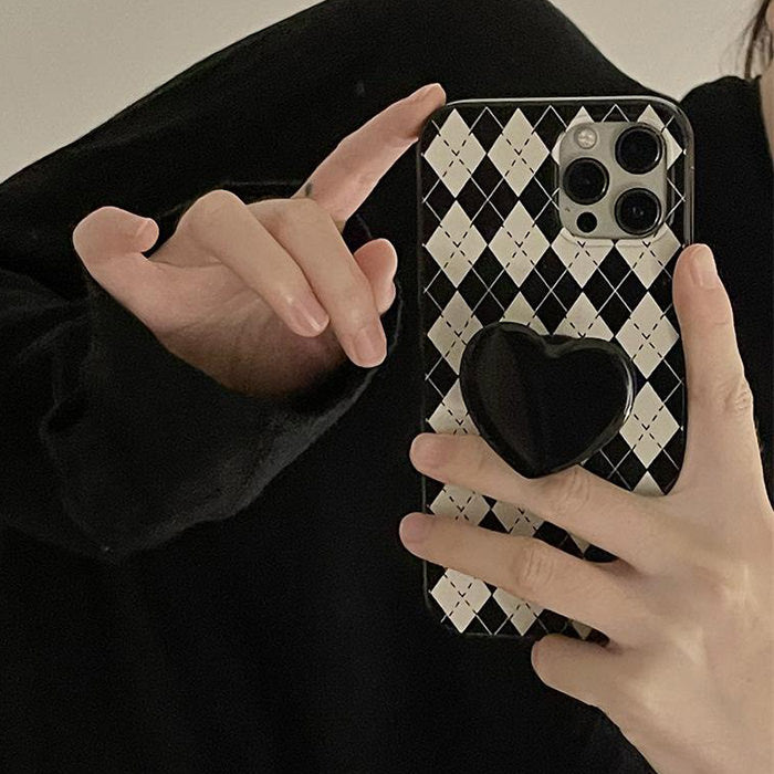 Black Heart Argyle iPhone Case