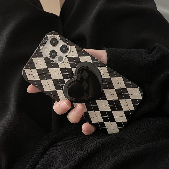 Black Heart Argyle iPhone Case
