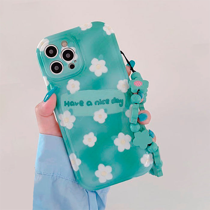 Blue Floral Chain iPhone Case