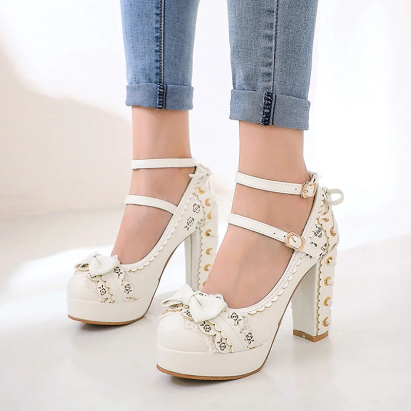 Coquette Lace Up High Heels