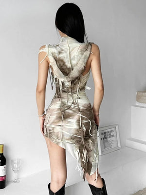 Cyberpunk Hooded Mini Dress