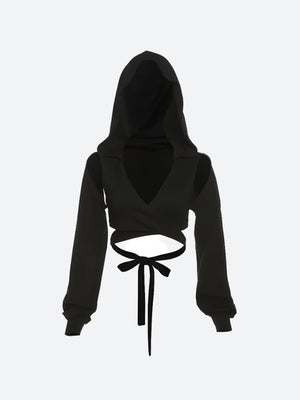 Cyberpunk Hooded Wrap Around Crop Top