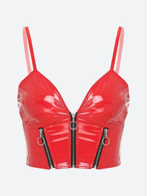 Faux Leather Bustier Crop Top