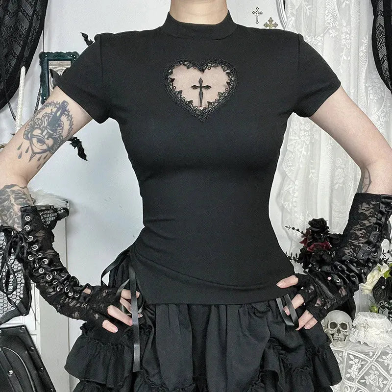 Goth Heart & Cross Top
