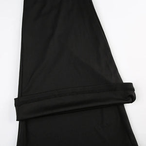 Goth Ruched Flower Flare Pants