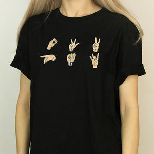 Hands Embroidered T-Shirt, Size S