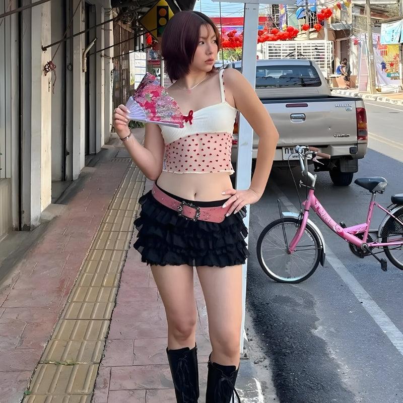 Heart Knitted Sheer Crop Top