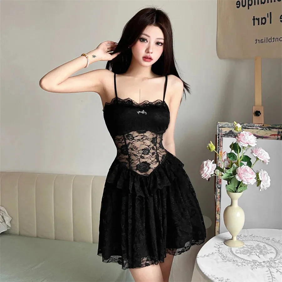 Lace Sheer Mini Dress