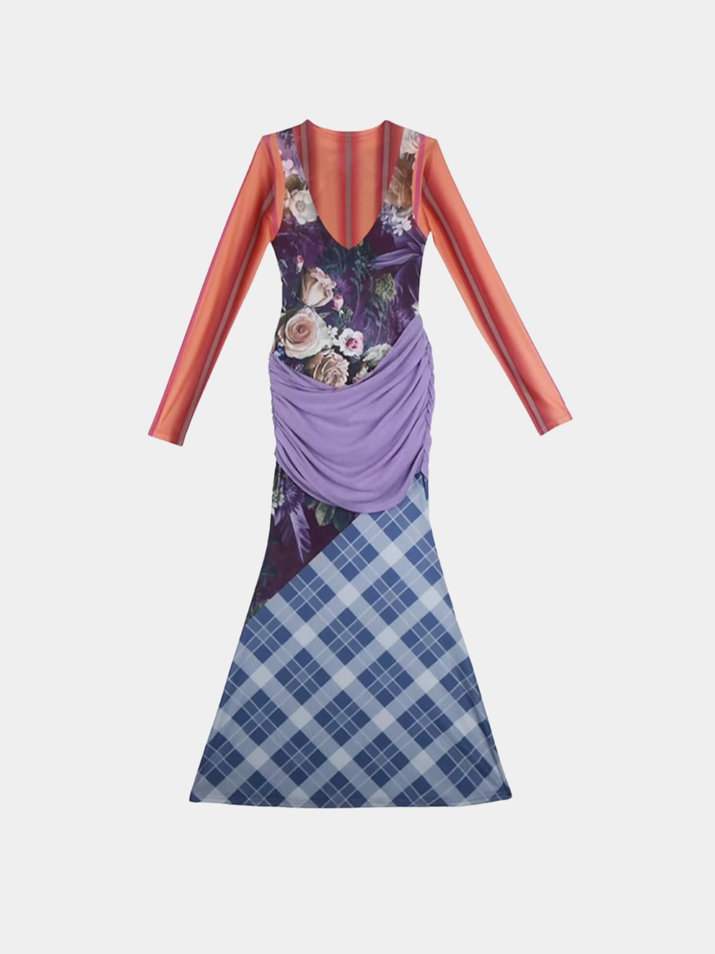 Mesh Patchwork Maxi Dress