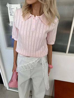 Preppy Polo Knit Top