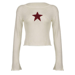 Star Embroidery Knitted Top