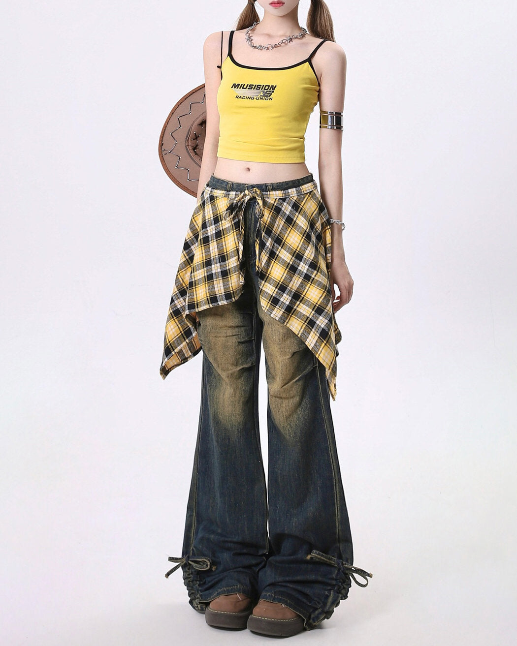 Teenage Drama Shirt-Tied Baggy Jeans