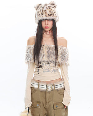 Y2K Aesthetic Fur Top