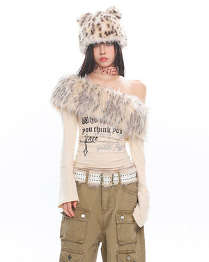 Y2K Aesthetic Fur Top
