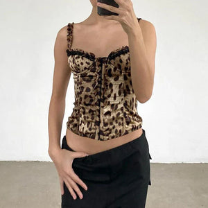 Y2K Leopard Corset Top