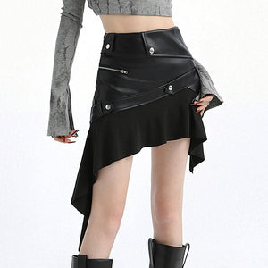 Rock The Scene Asymmetric Leather Skirt