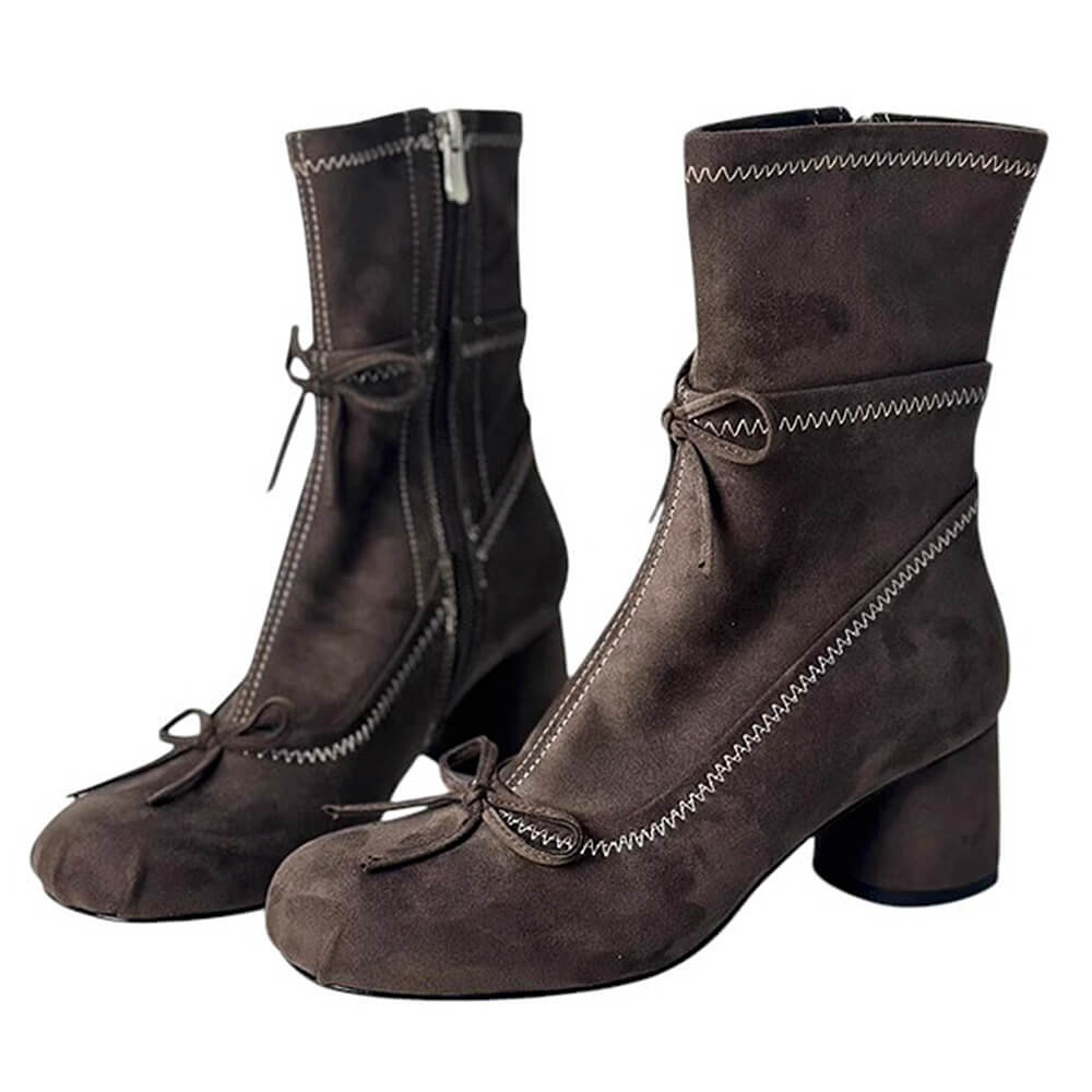 Balletcore Square-Toe Ankle Boots