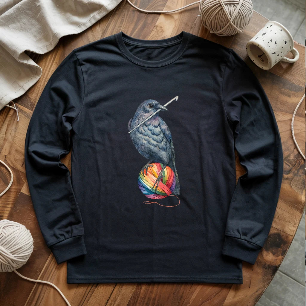 Crochet Crow Long Sleeve T-shirt