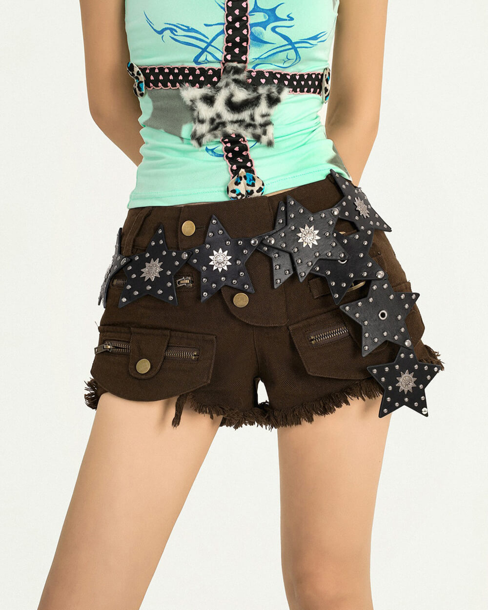 Black Star Studded Boho Belt