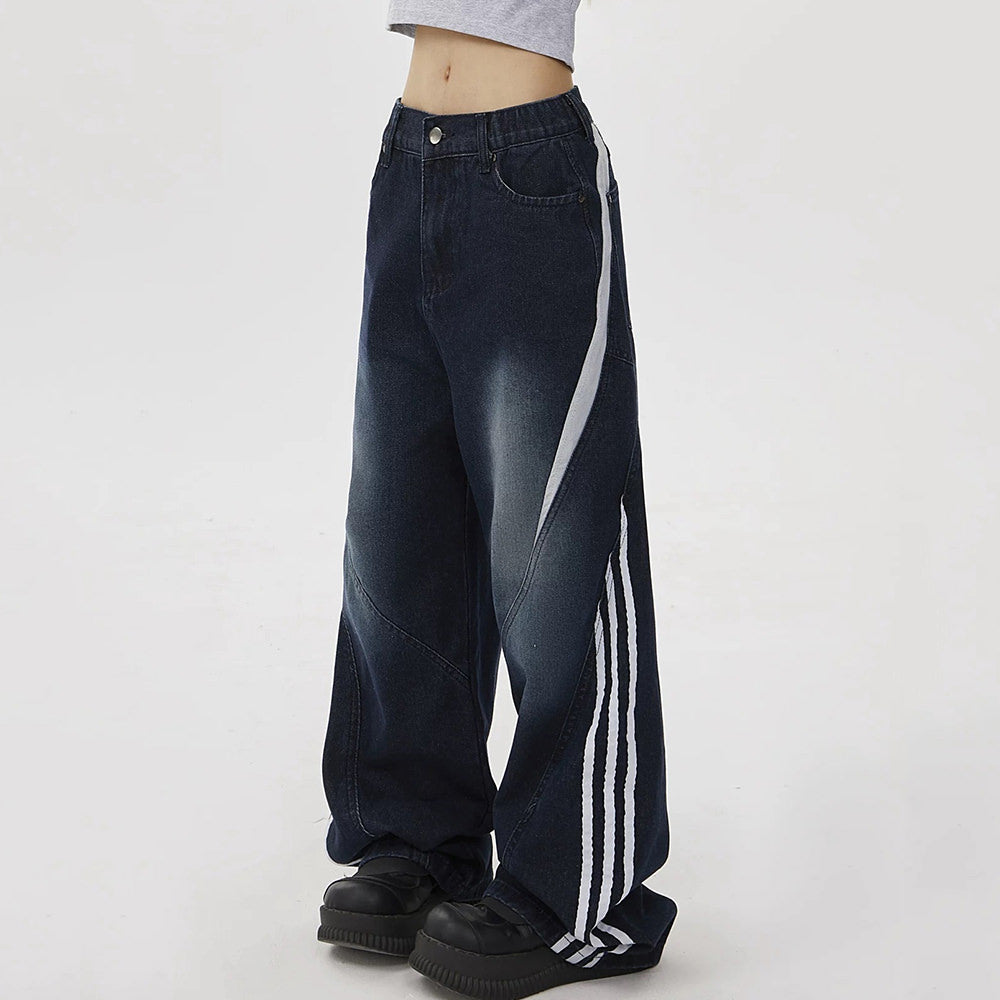 Blokette Side Stripe Wide-Leg Jeans