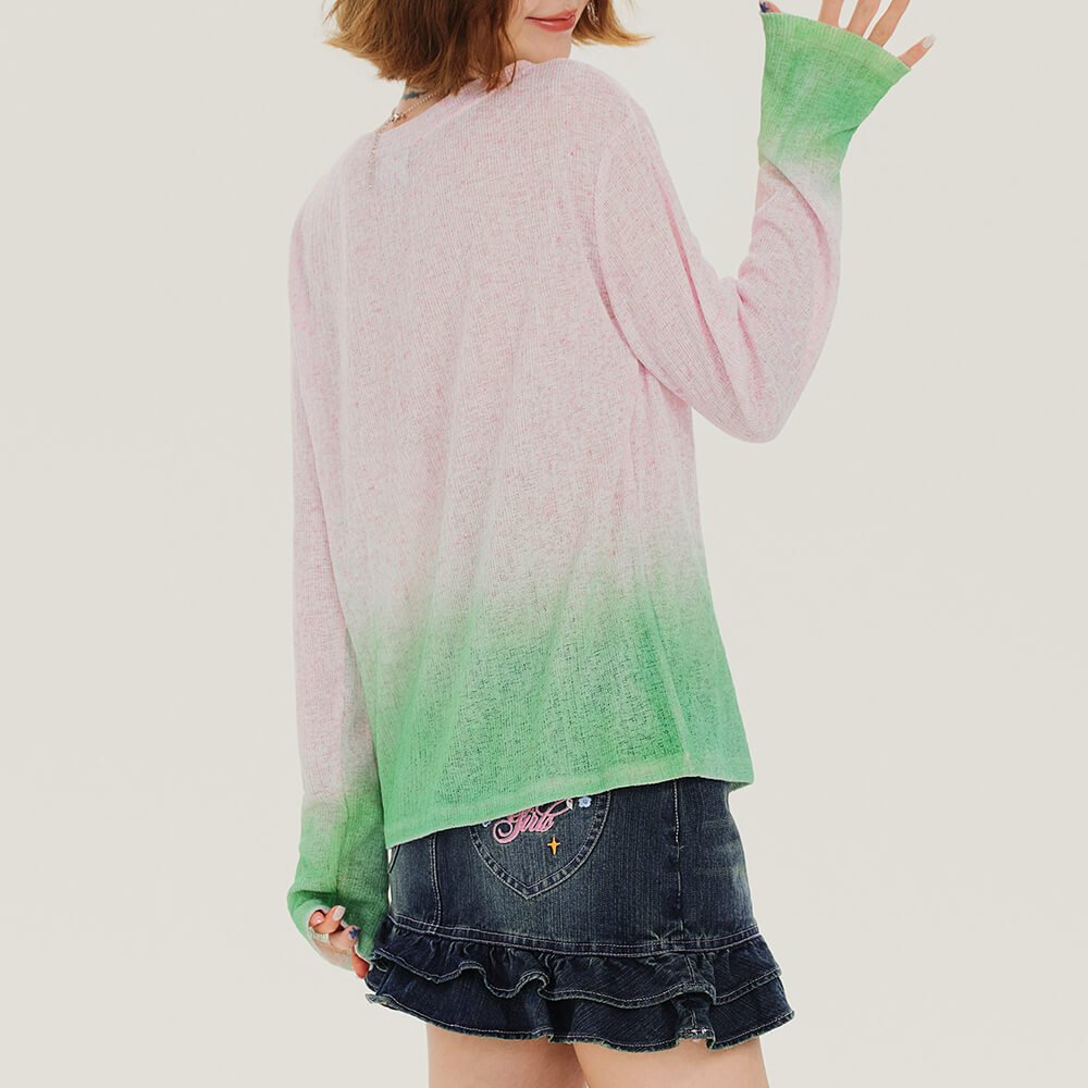 Bowknot Gradient Knit Pullover