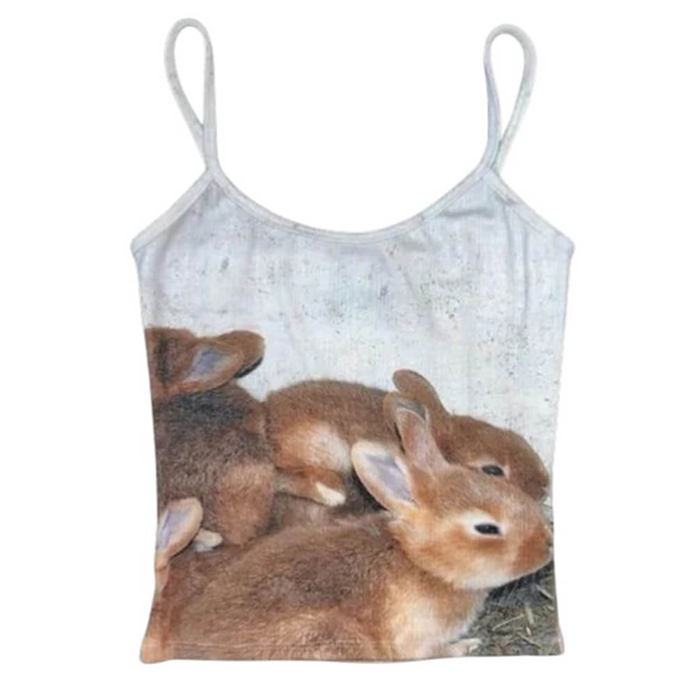 Bunnies Print Y2K Tank Top