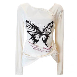 Butterfly Print See Through Top