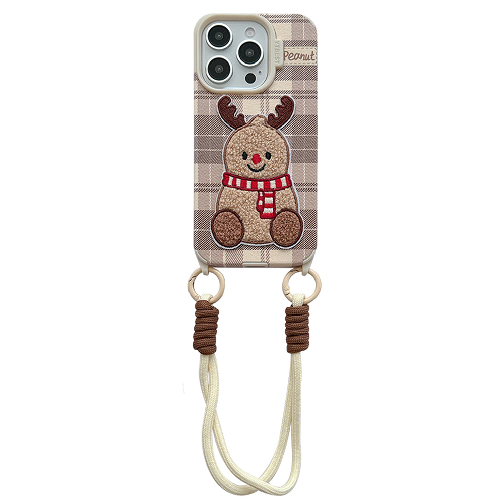 Christmas Deer Embroidery iPhone Case