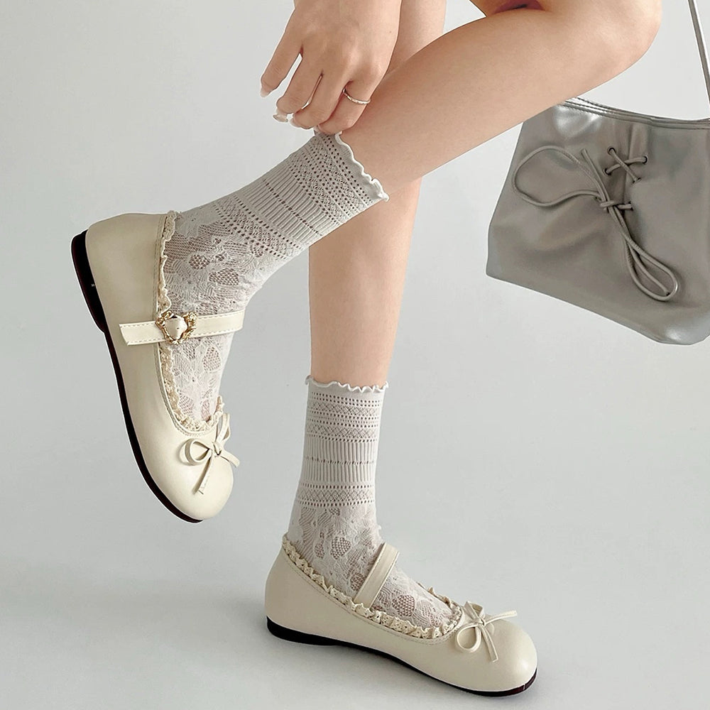 Coquette Lace Trim Mary Jane Flats