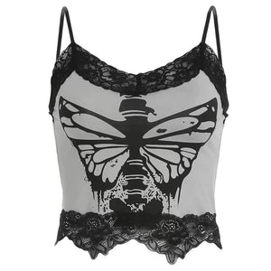 Fairy Grunge Butterfly Lace Top