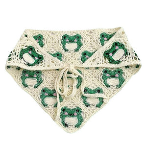 Frog Crochet Triangle Bandana