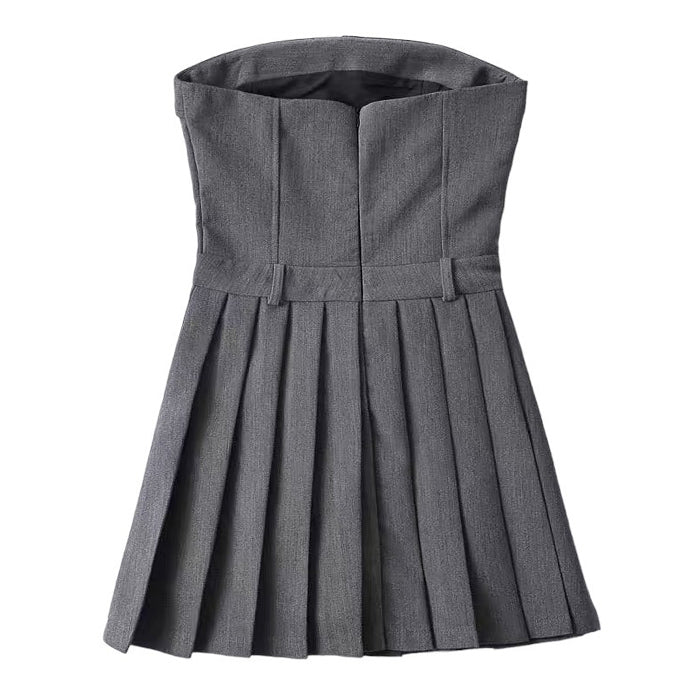Pleated Mini Dress in Grey