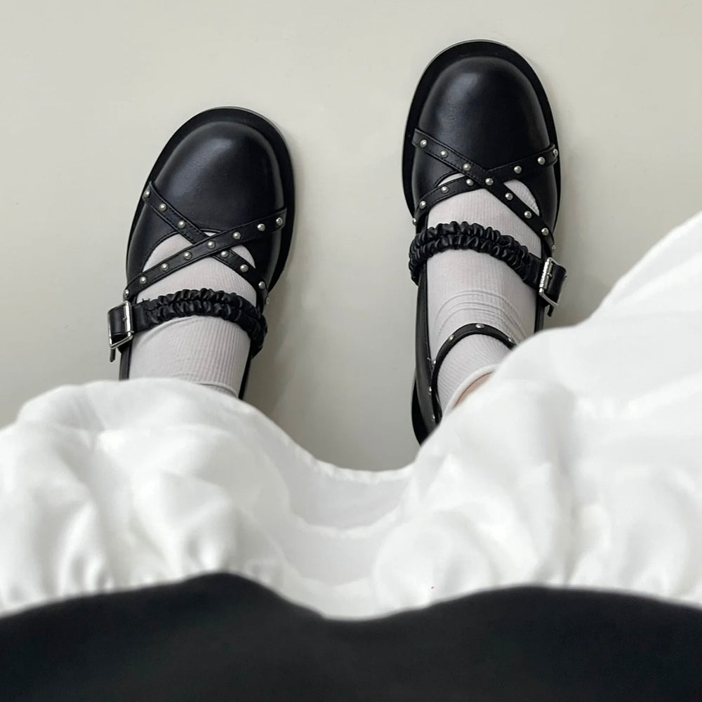 Grunge Sleaze Studded Mary Janes