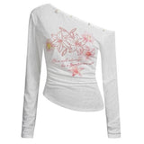 Hibiscus Flower One-Shoulder Top