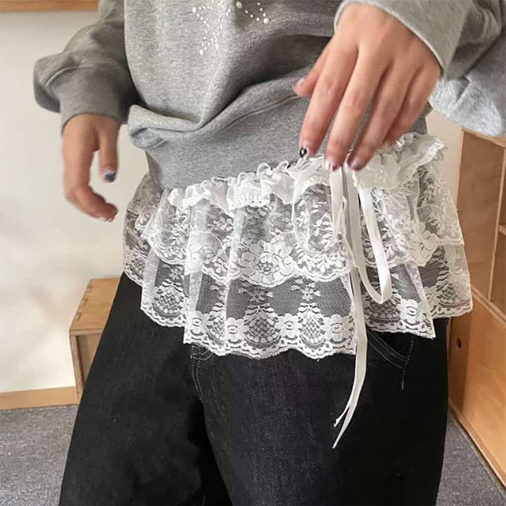 Lace Layered Mini Skirt Belt