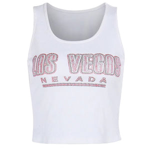 Las Vegas Rhinestone Ribbed Tank