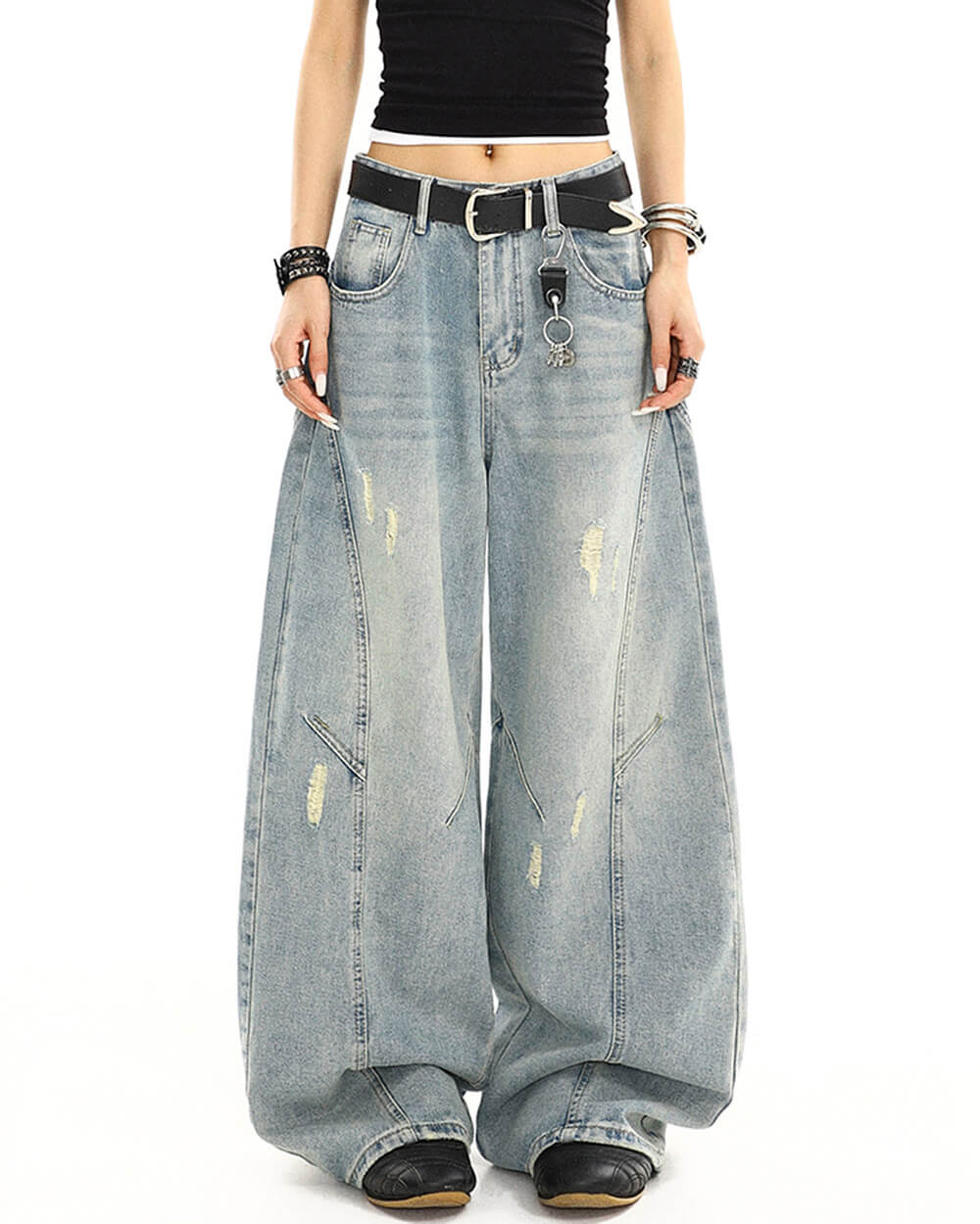 Skater Girl Distressed Baggy Jeans