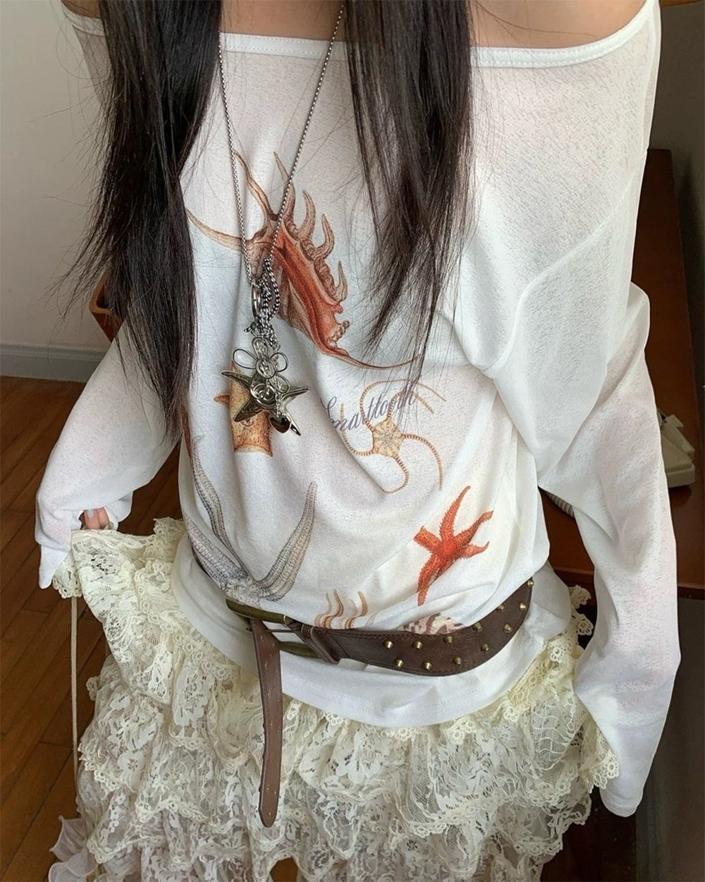 Mermaid Aesthetic Off-Shoulder Top