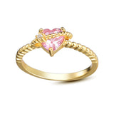 Pink Crystal Heart Ring