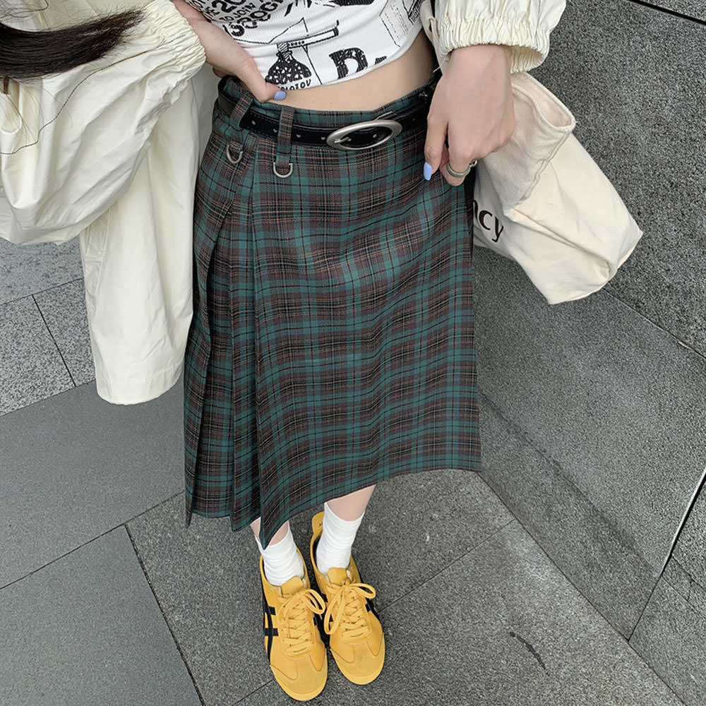 Preppy Style Checkered Kilt Skirt